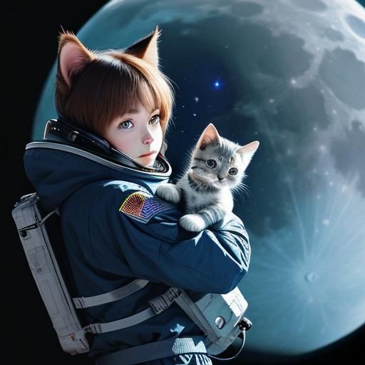cute kitten with a space helment