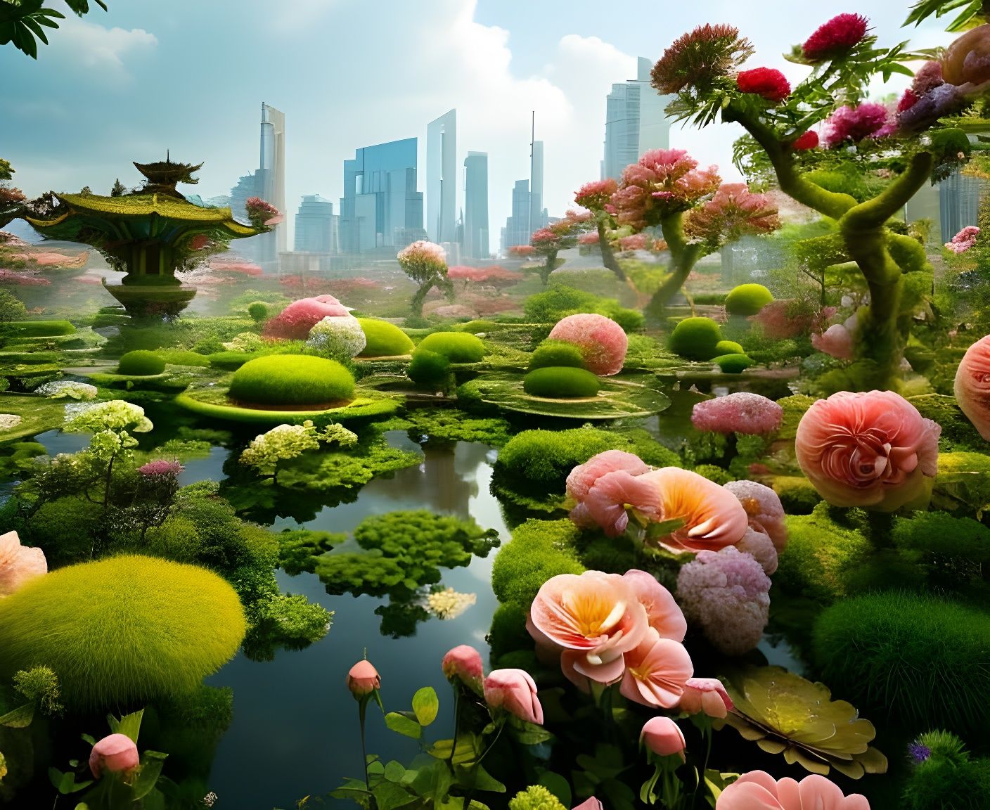 The Floating Garden outside the City  by @Art of Art