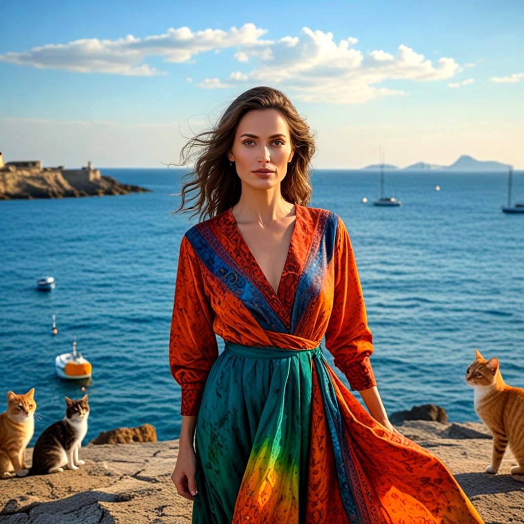 Elegant Lady in a Dreamlike Surrealist Scene