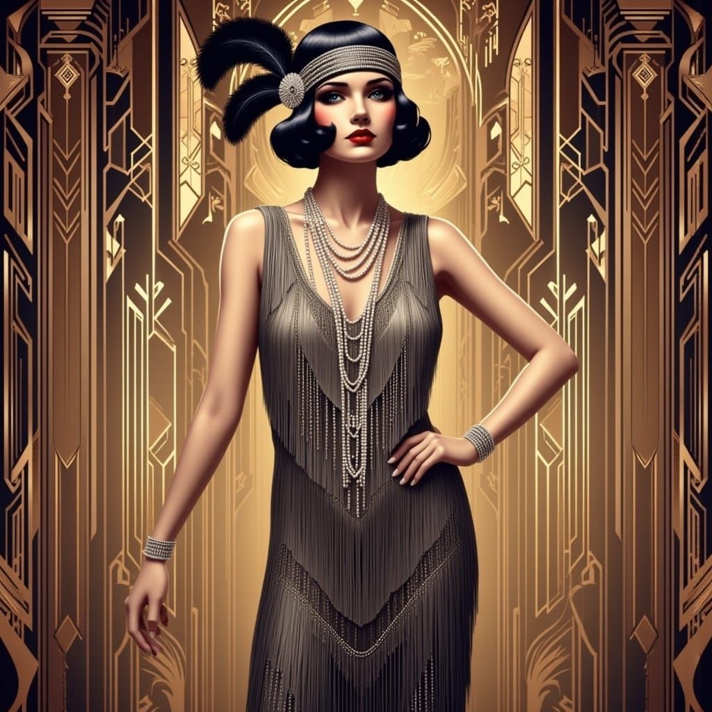 <lora:1920s flapper girls:1.0>American Comic book style 1920s_flapper_girl, art_deco, Gatsby, glamour 