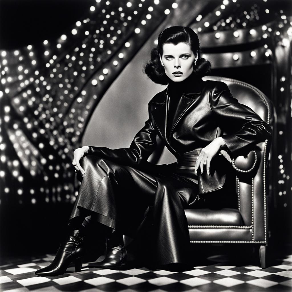Ann Reinking dressed in leather is a Goddess in a scene from the film