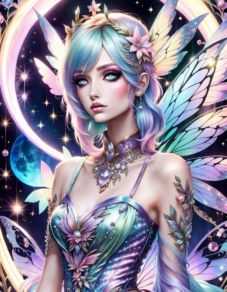 Beautiful Emo fairy, sparkly, pastel, Maximalist, Hyper-Detailed, - AI ...