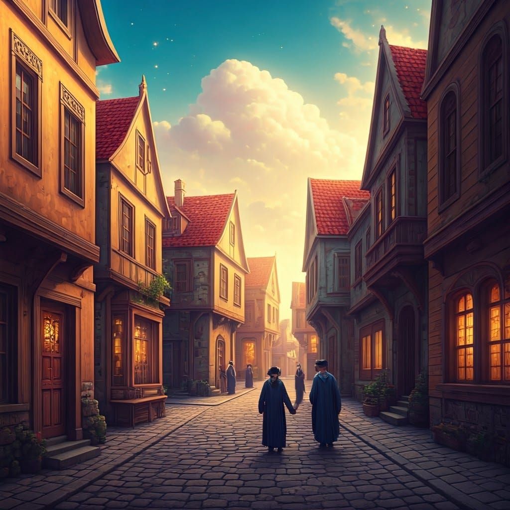 Mystical Jewish Shtetl Ascends Amidst Warm Shabbat Light