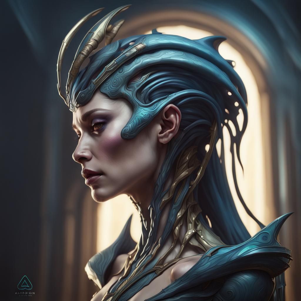 Side portrait of alien queen
