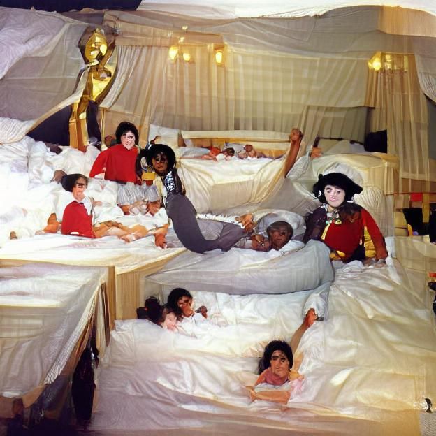 Michael Jackson in bed with some children