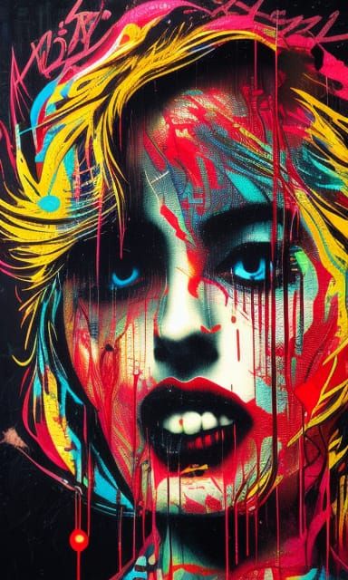 Tears on the face of Liberty; underground street concept art...