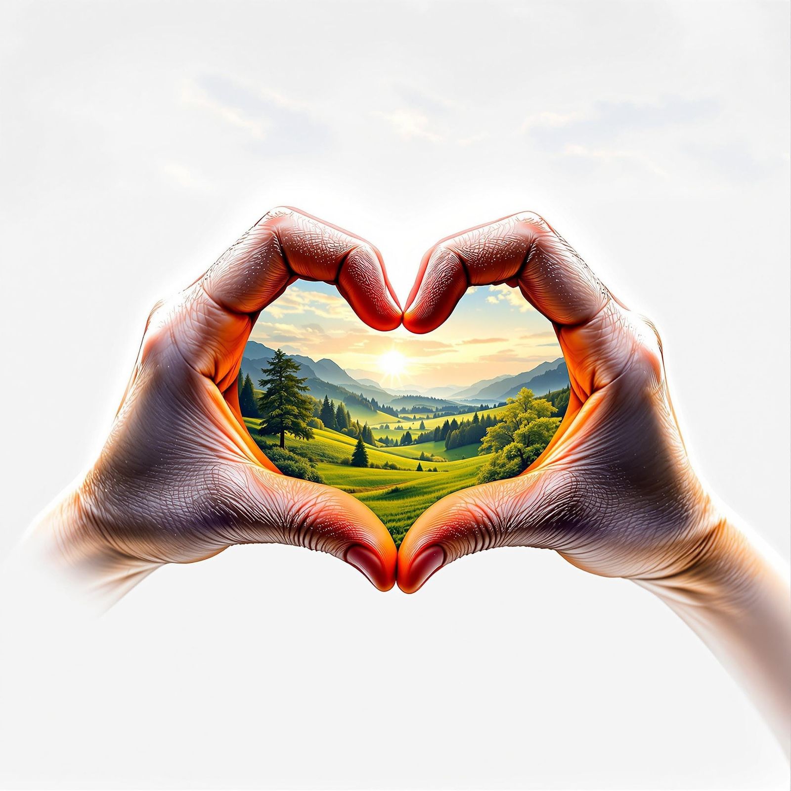 Heart Hands Framing a Beautiful Landscape