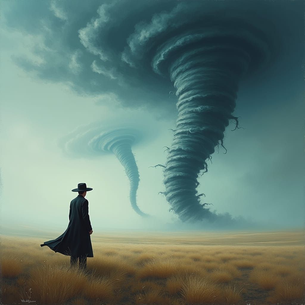 Surreal Tornado Landscape in a Dreamlike Expanse