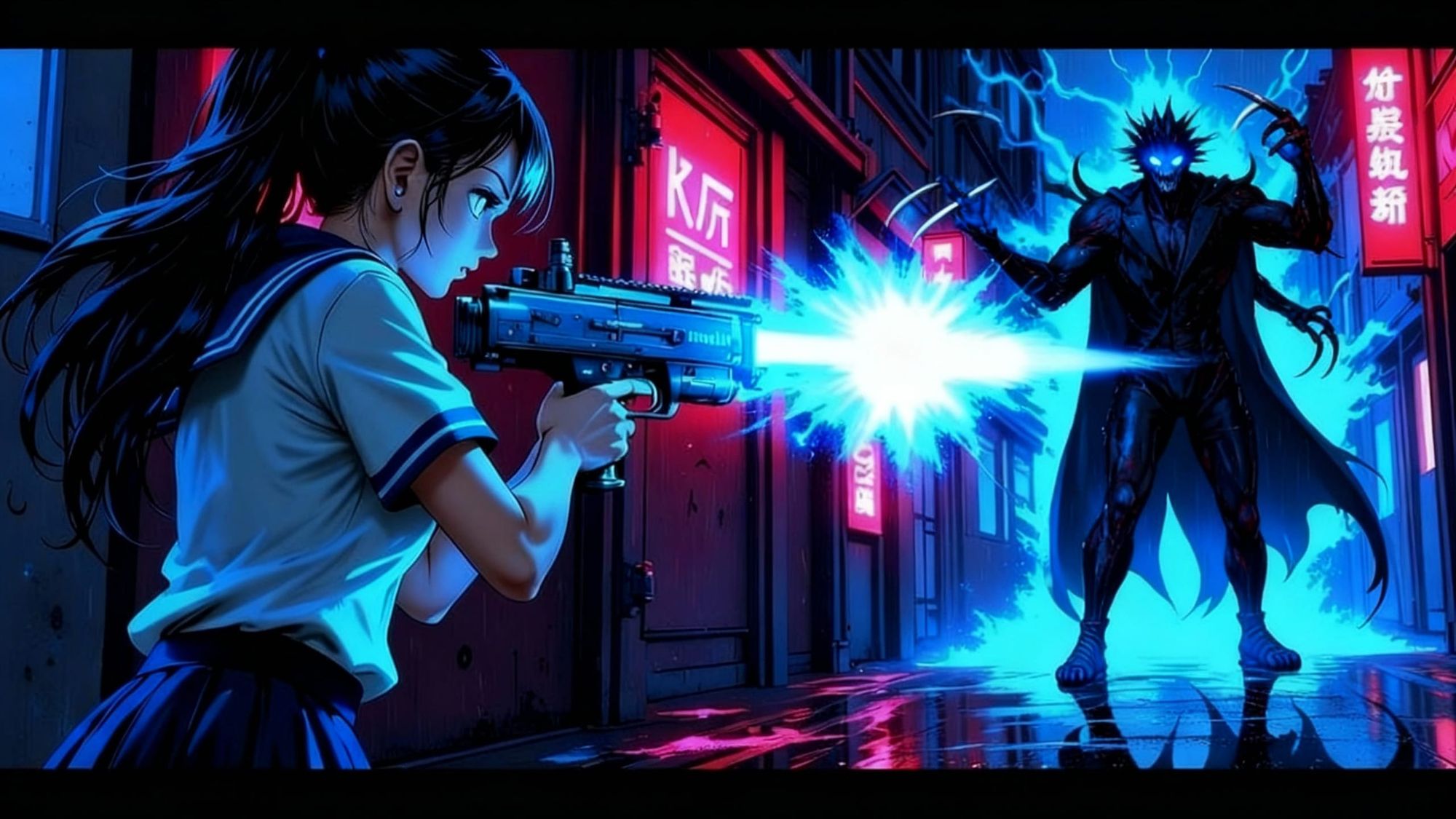 "Tonight, the final clash between the Demon Lord and the Cute Schoolgirl! Which one will prove to be the most dangerous entity in the city? (Place your bets, ladies and gentlemen!)"