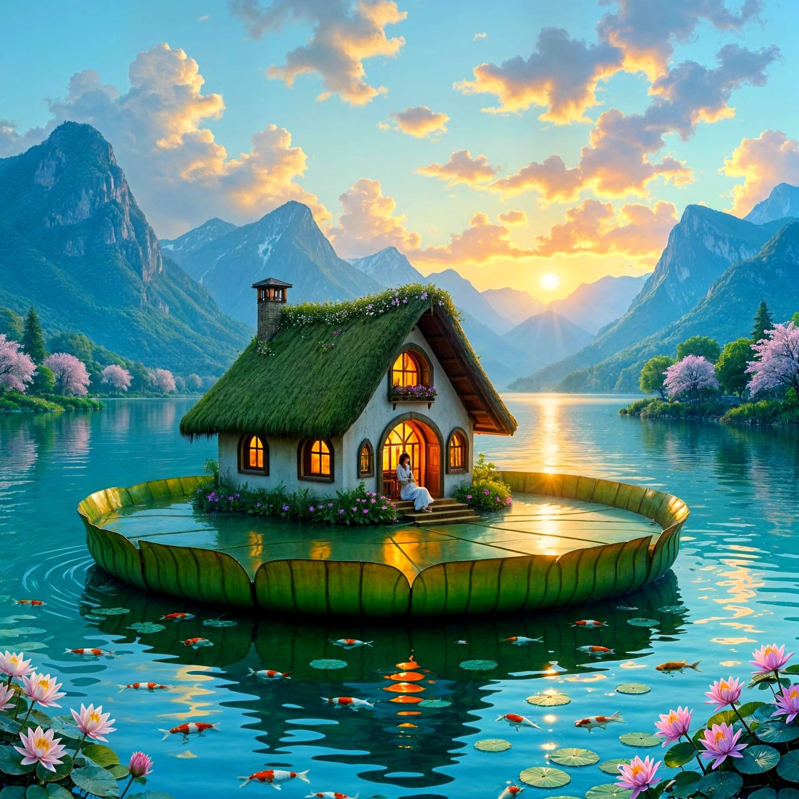 Relaxing in a lily pad  by @Neverland