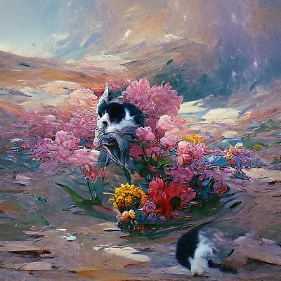 A kitty in the flowers