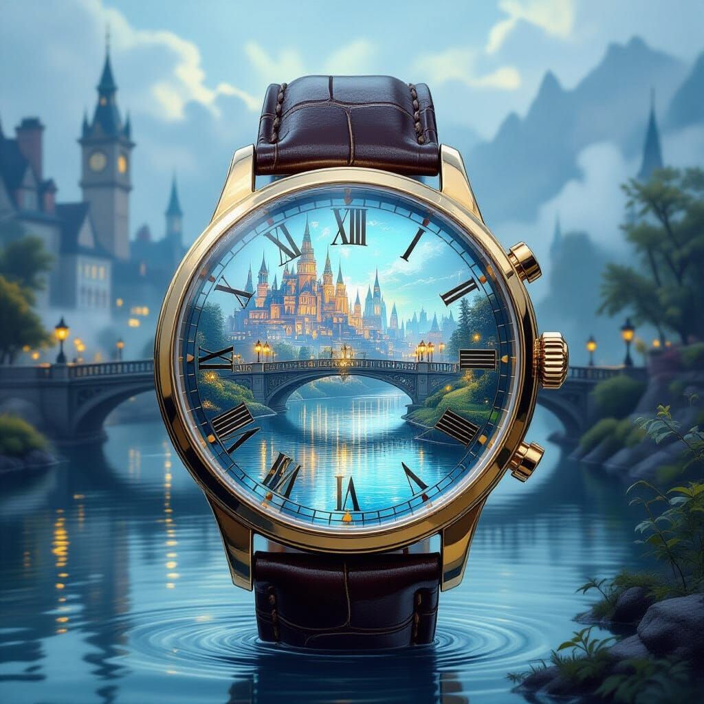 Magical City Inside Vintage Watch, Ethereal Light