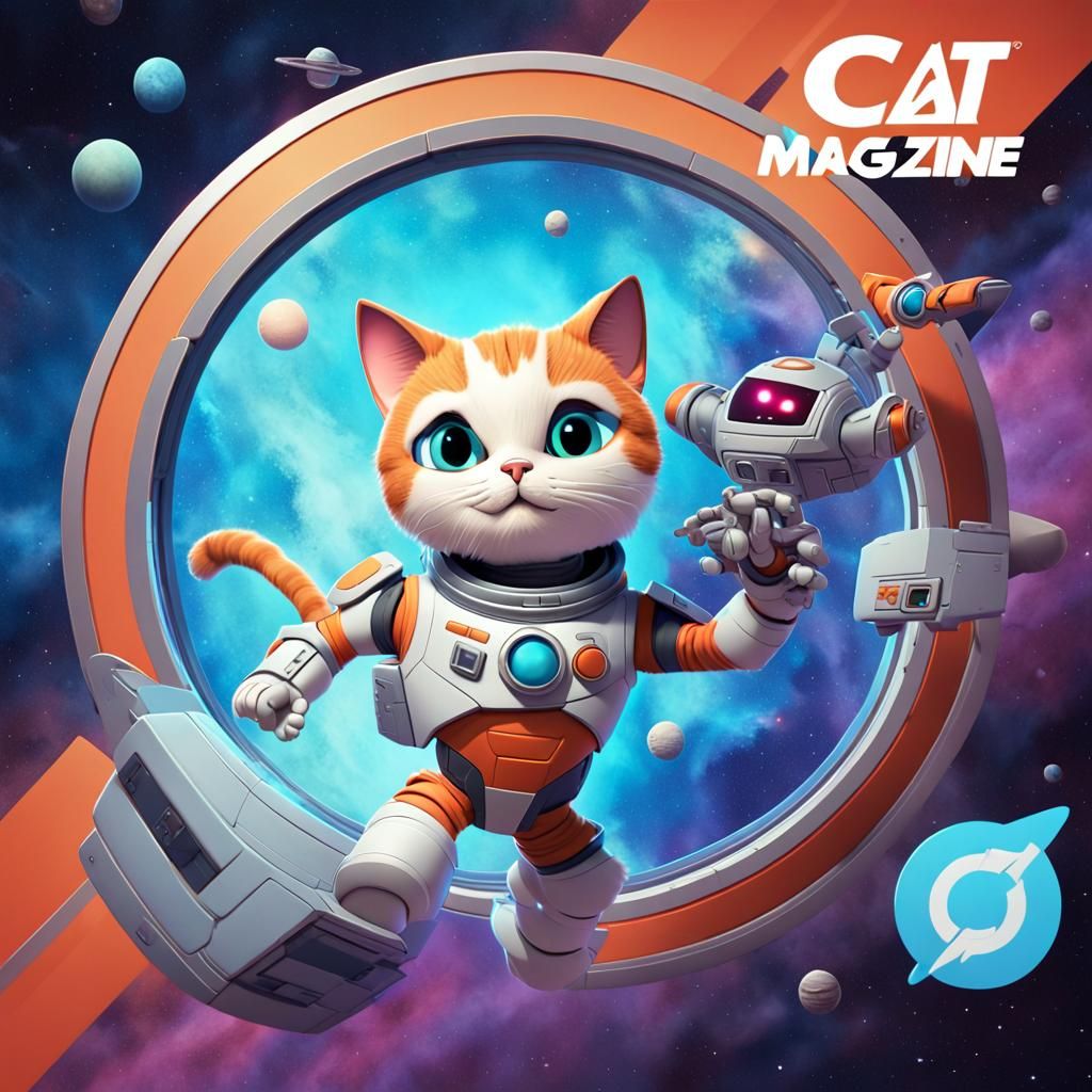 CAPTAIN CAT magazine title. A video game character in a spaceship ...