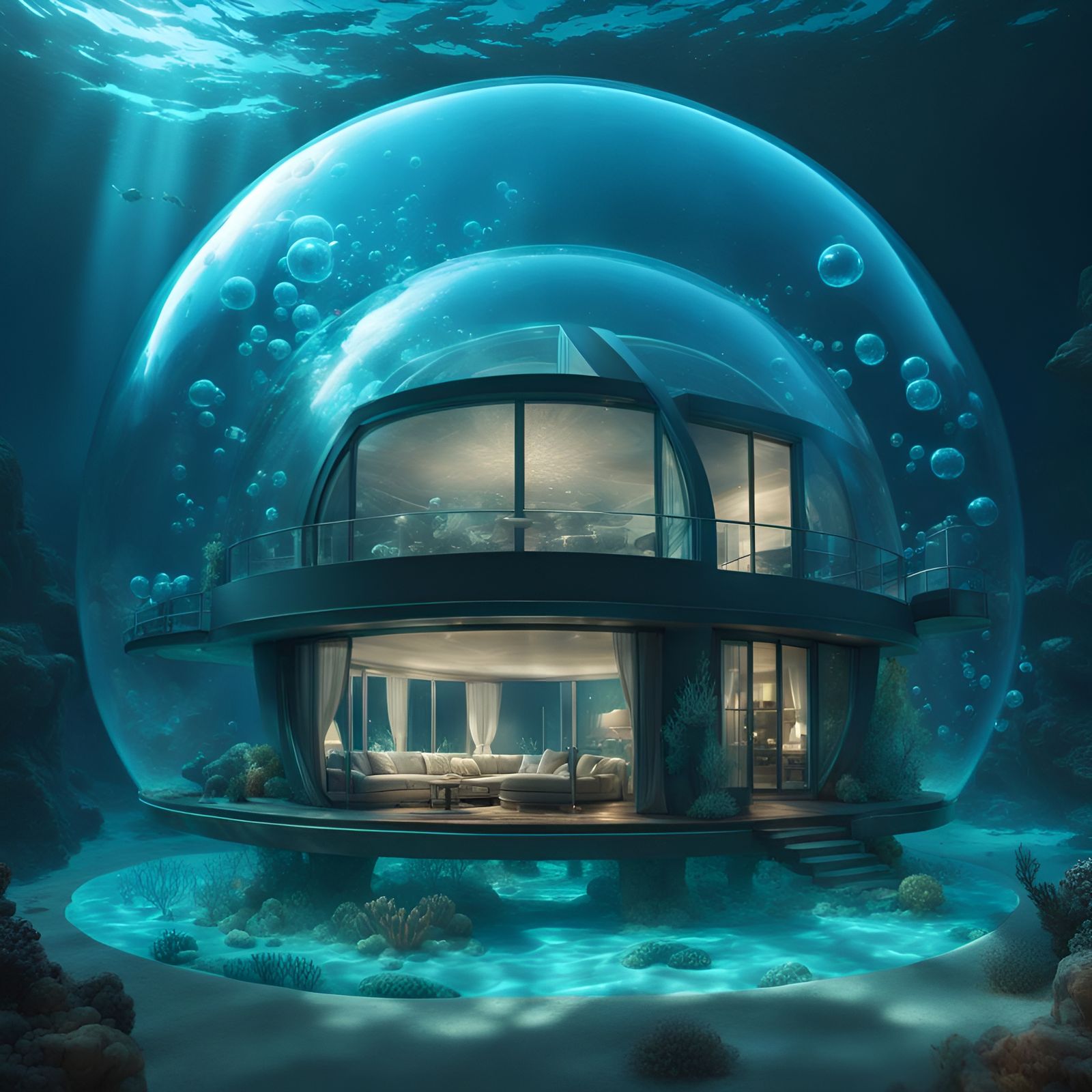Underwater bubble home 🏡   by @Koffee