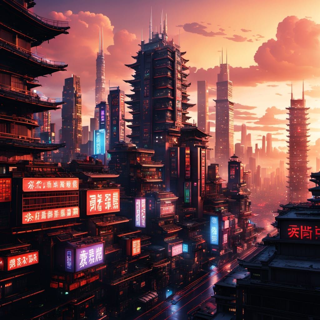 A colossal futuristic city with japanese style - Start Image 2