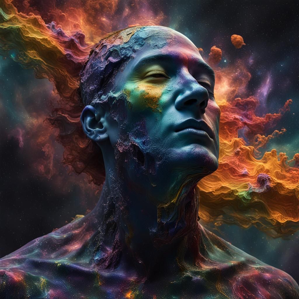 a person whose body is covered in paint,