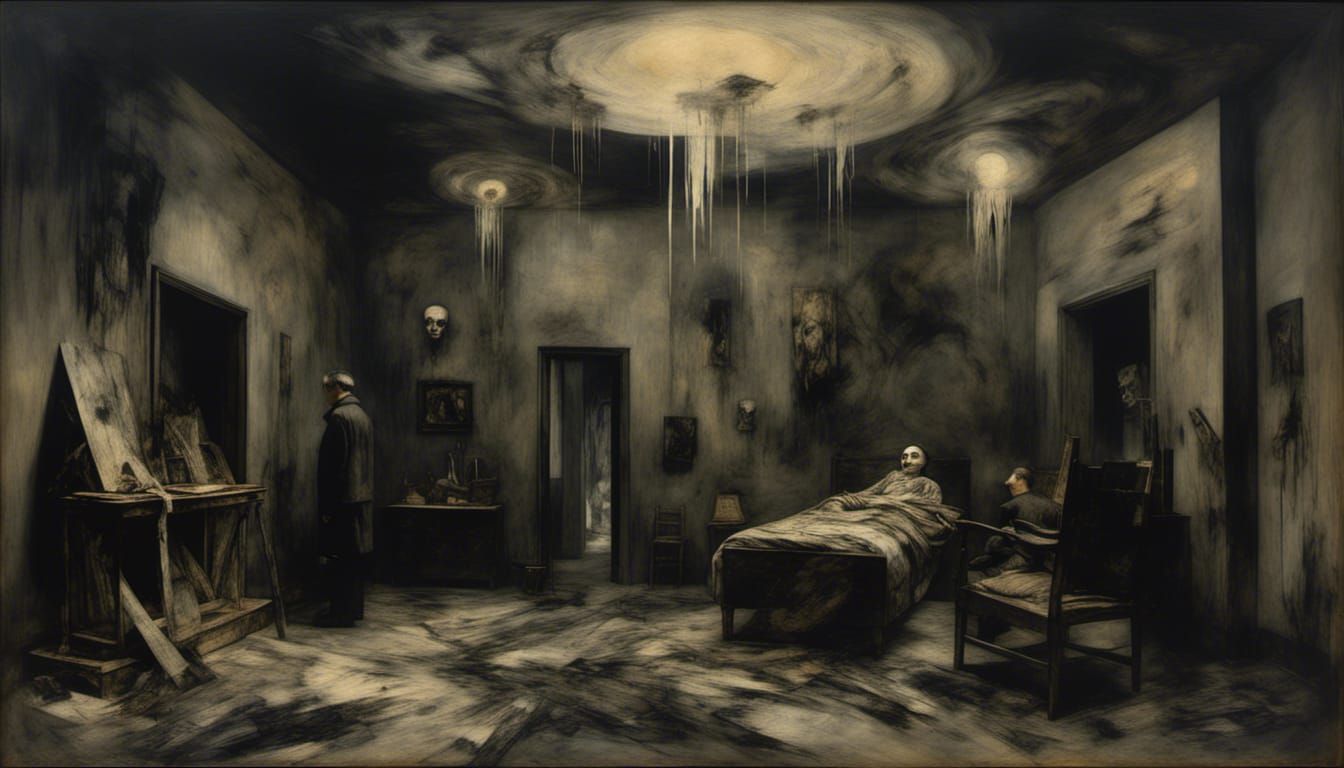 "Dreams of Escape", gorgeous, alienation, occult, liminal, Ominous, dramatic lighting, Intricately Designed, Elaborate, Complex, Stygian, da...