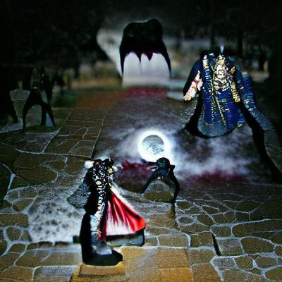 The final showdown with the vampire lord at night