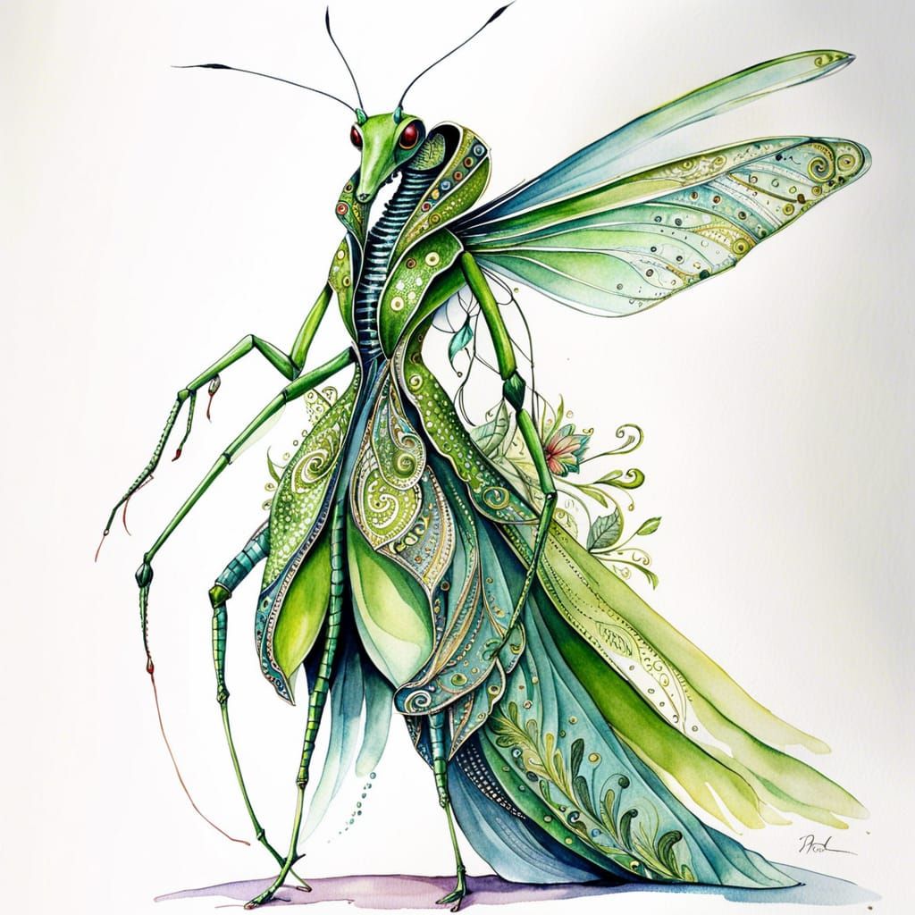 mantis in Haute Couture  by @Gerda Salvrana