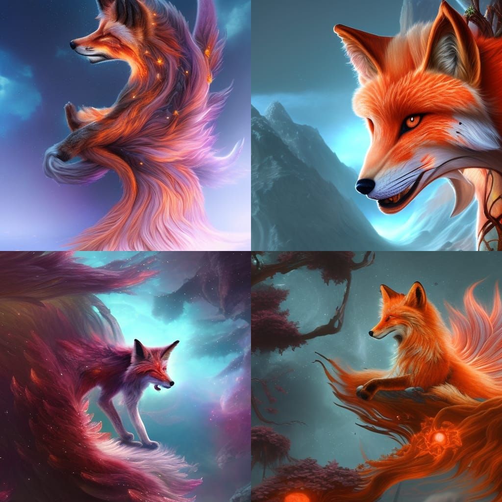 Floral Celestial fox - AI Generated Artwork - NightCafe Creator