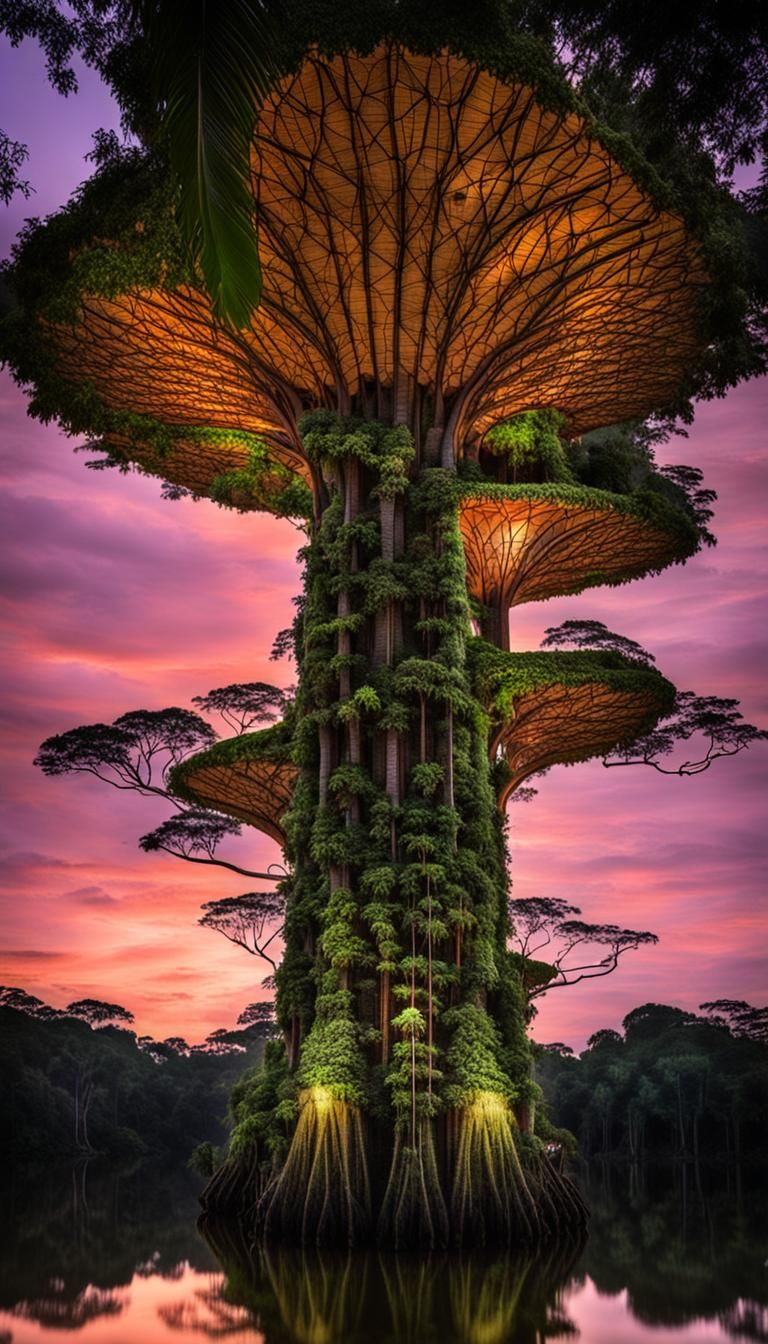 amazon rainforest, dusk, super trees - AI Generated Artwork - NightCafe ...