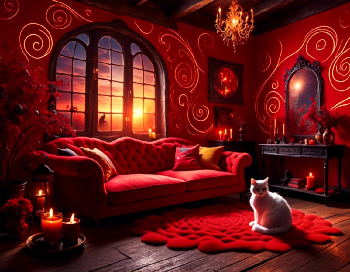Cat in Red room
