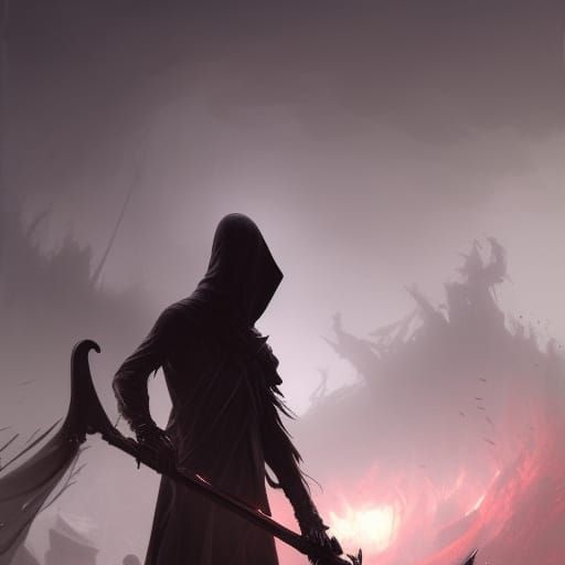 grim reaper with big scythe