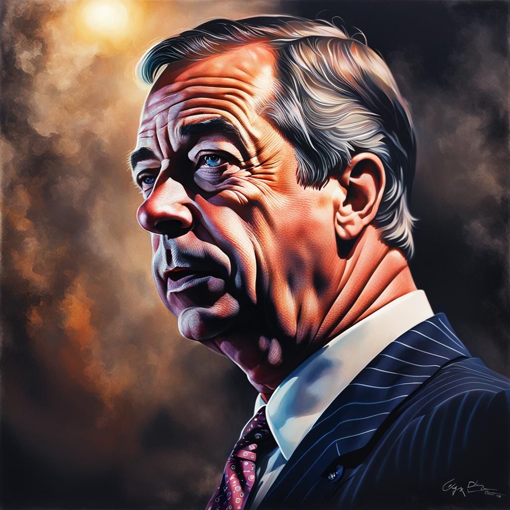 a cartoon caricature of Nigel Farage (dressed as Uncle Sam 1.9)
