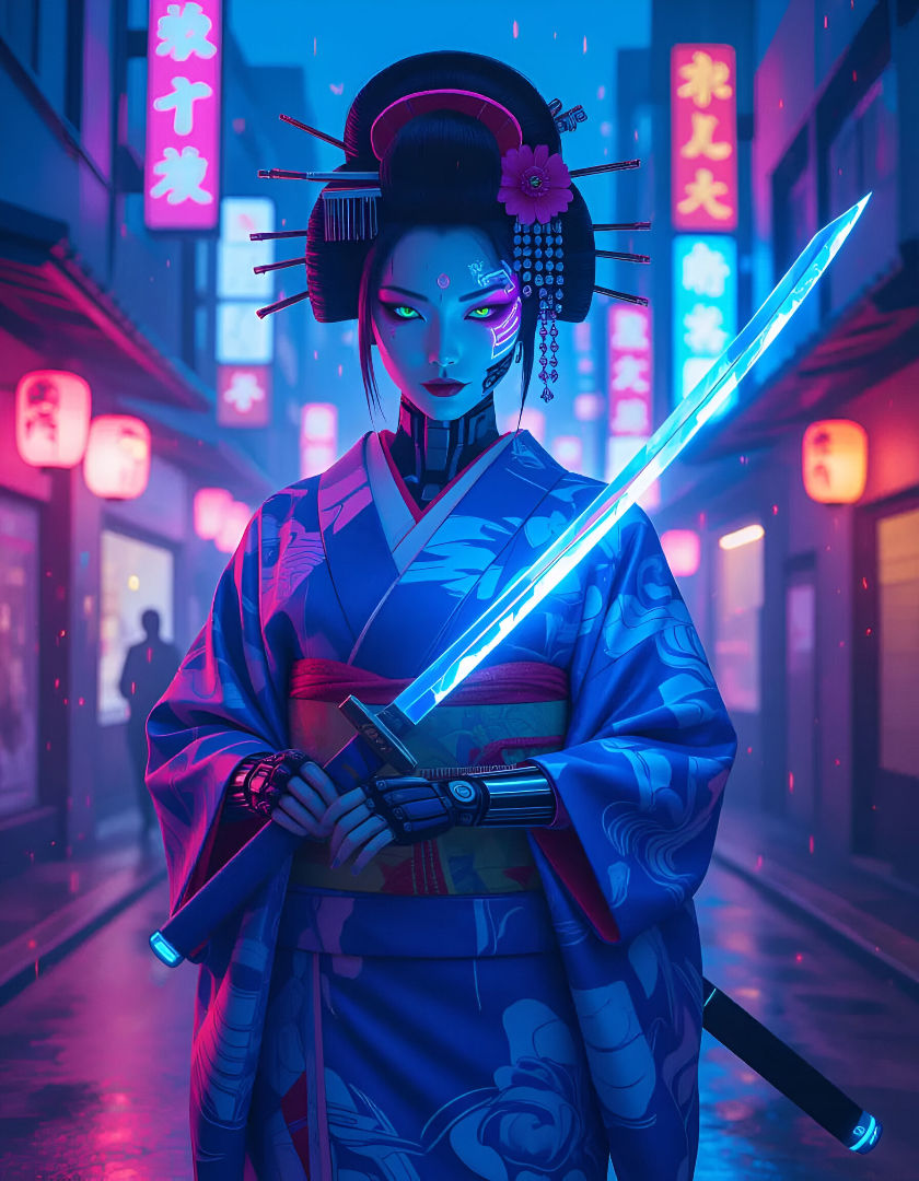 Neon Cyberpunk Geisha