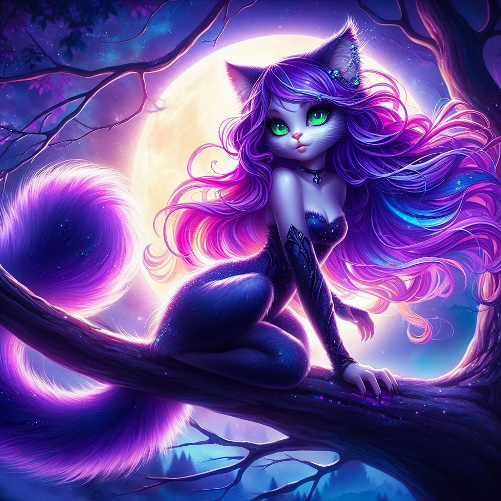 Beautiful furry with purple hair
