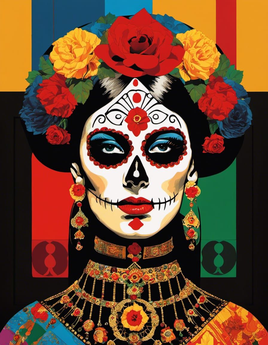 Mexican Dia de los Muertos make up Woman altarpiece by Egon ...