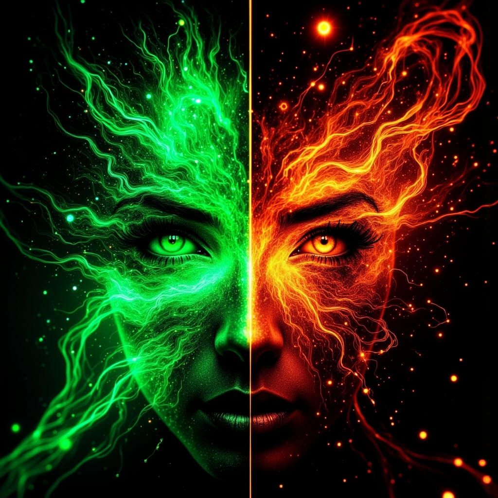 Neon Green and Orange Aura  by @Karen Ridley