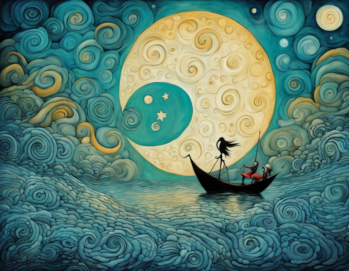 Sailing by the moon under the turquoise sky.  by @Meredith Ellen Skye