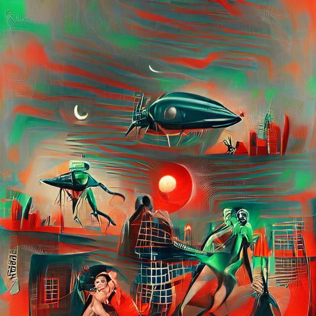 🛸👽👾🌃 pulp illustration 1950's retro scifi horror - AI Generated Artwork ...