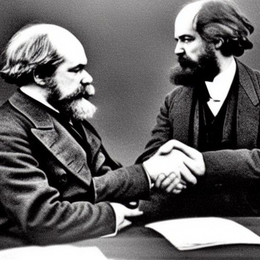 marx and lenin shaking hands