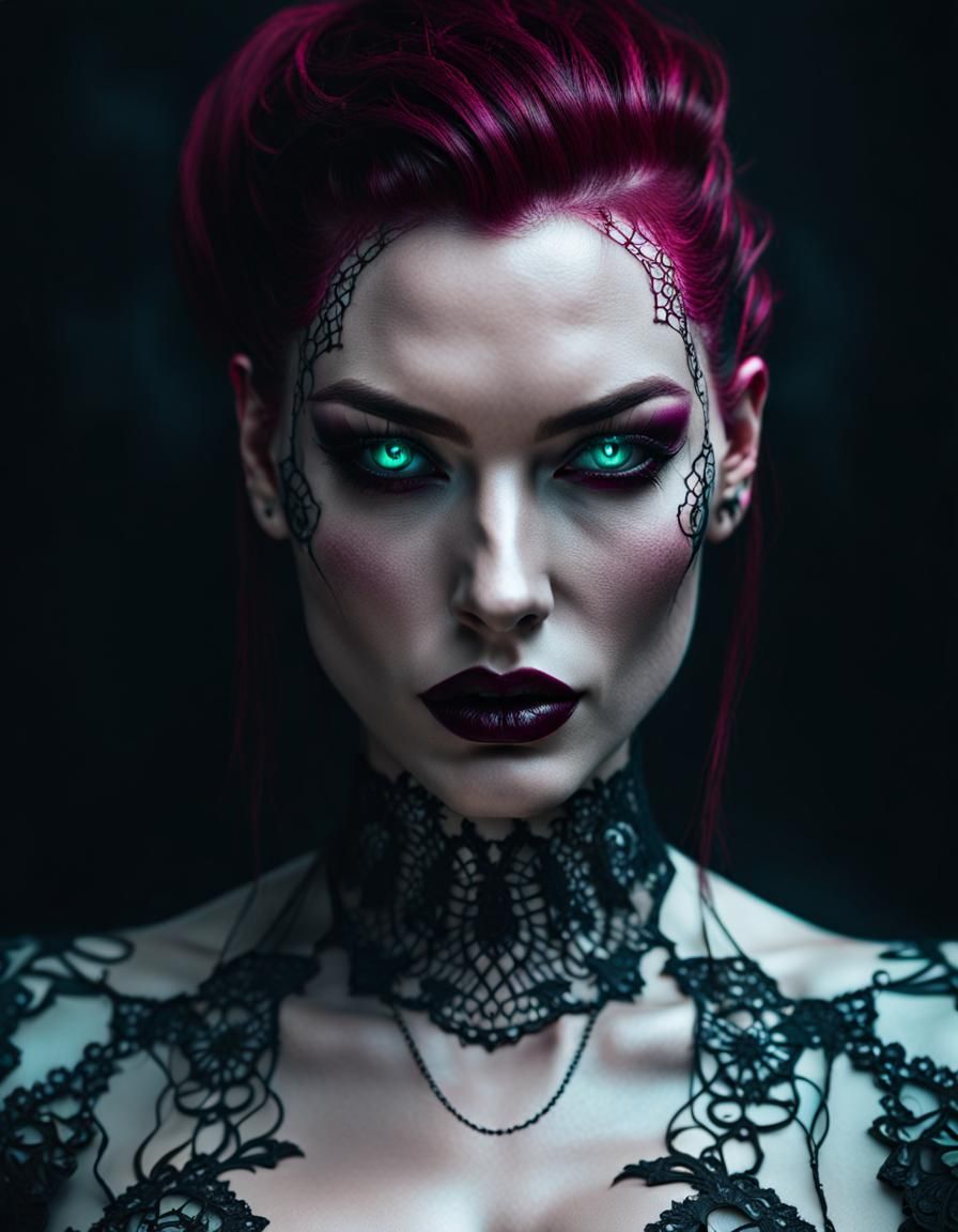 Sable : Cyberpunk Burgundy Lace  : Neon : Cinematic Realisti...
