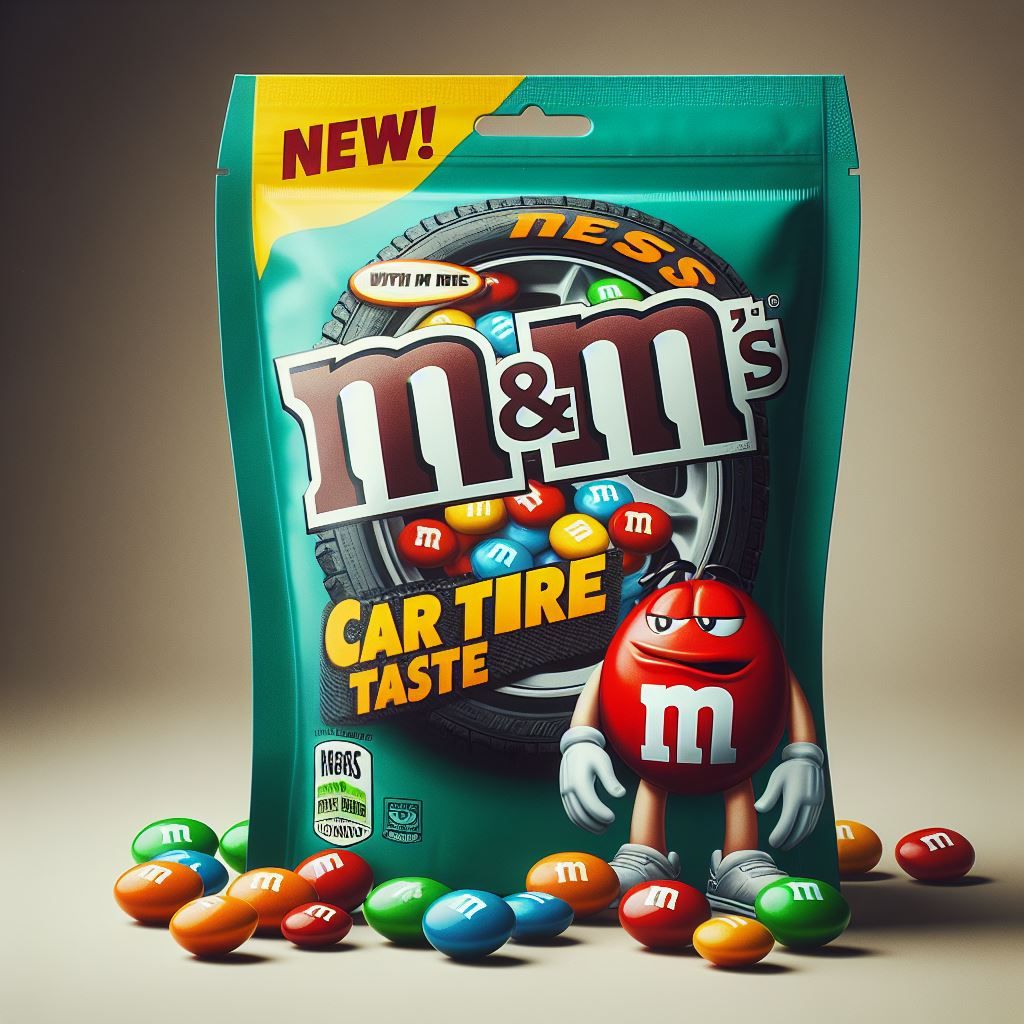 M&M‘s with car tire taste  by @Charmin