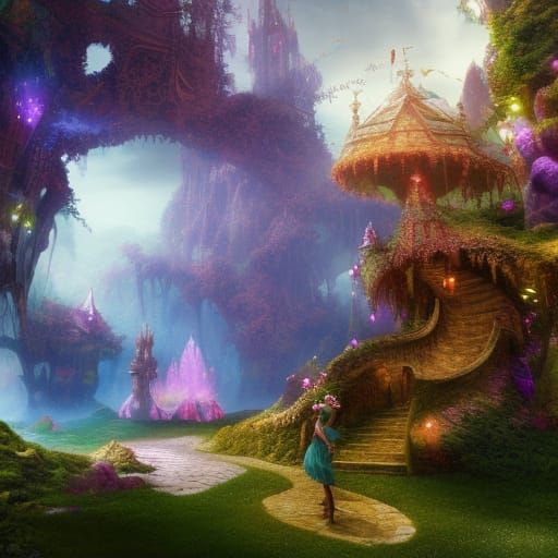 Whimsical Fairy Wonderland, extremely zetta real time natura...