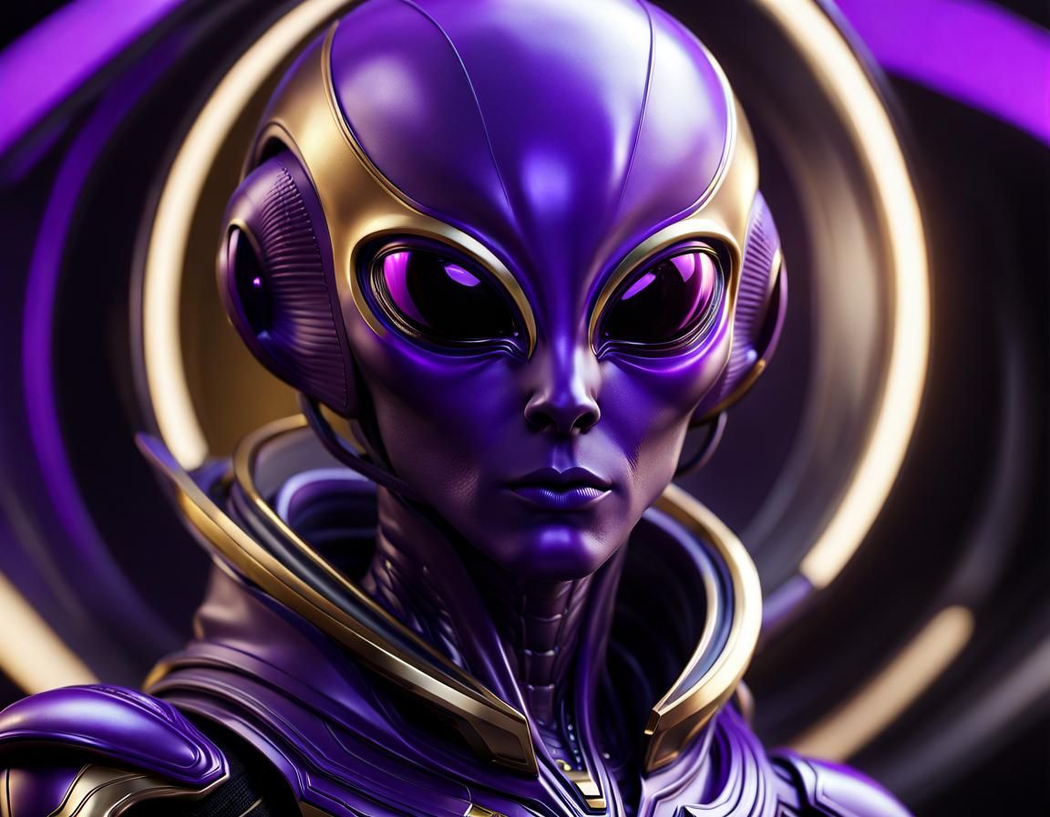 Portrait of Purple Alien