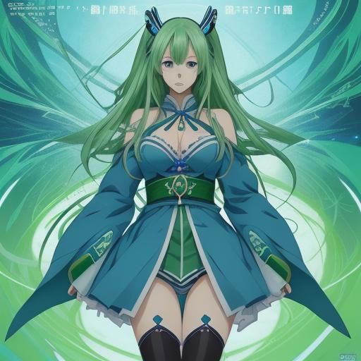 Anime Style Green and Blue Art
