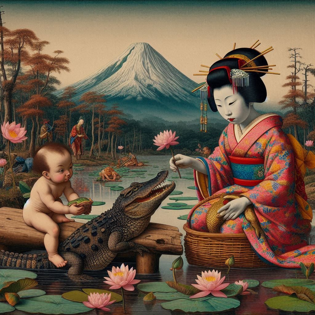 Baby, Alligator, and Geisha