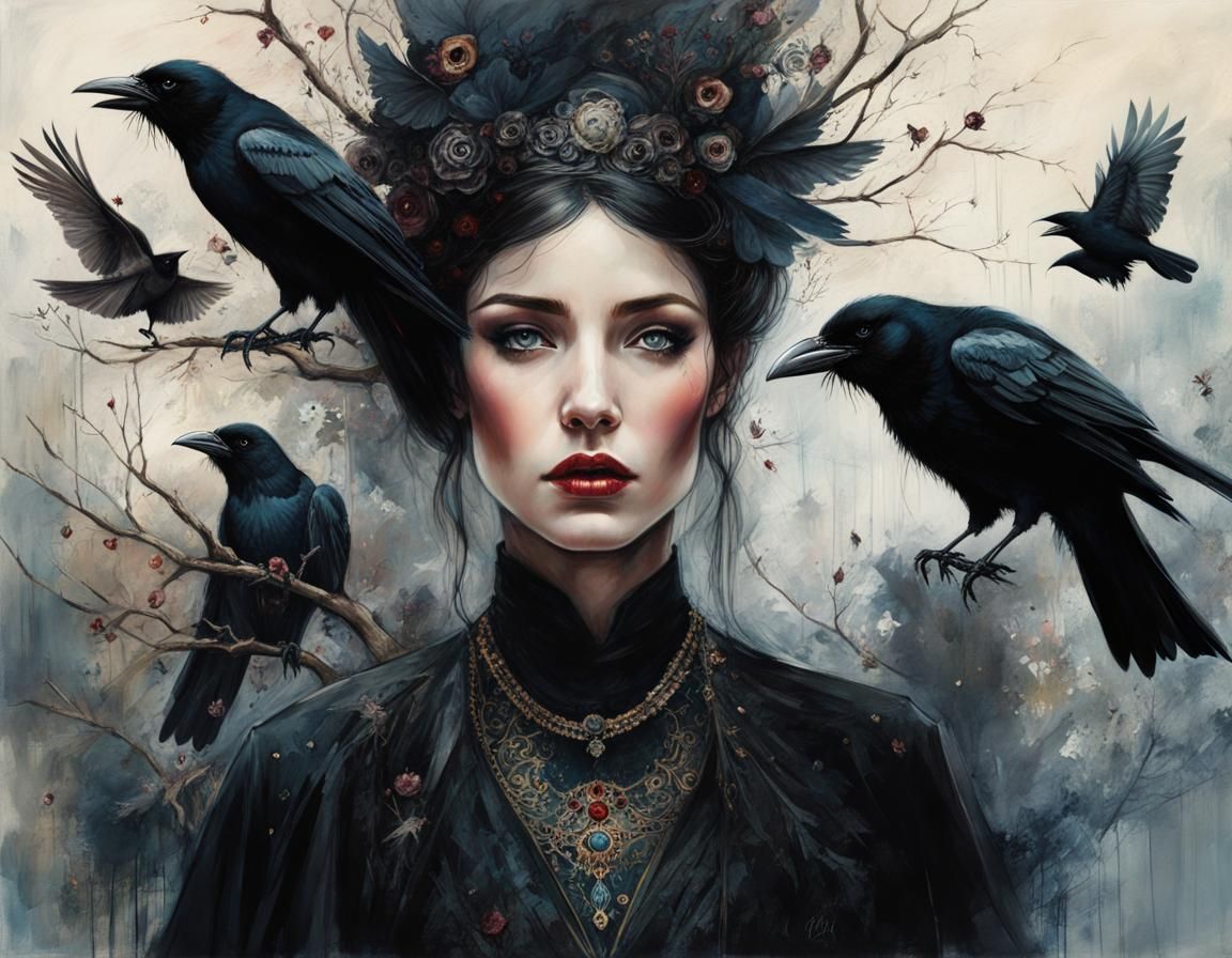 Lady of Ravens - AI Generated Artwork - NightCafe Creator