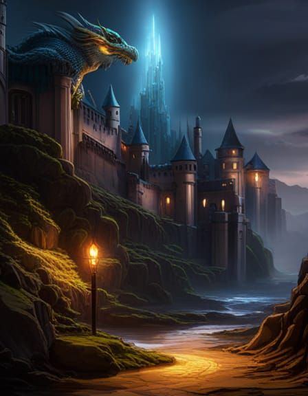 Dragon guarding a castle - AI Generated Artwork - NightCafe Creator