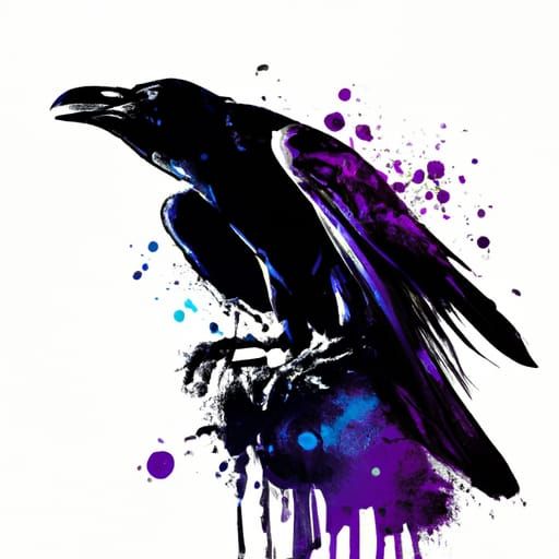 SDXL Ink splash Raven with color