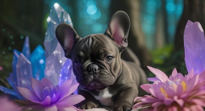 🐾✨ Enchanting Encounter: French Bulldog Puppy in Electric C...