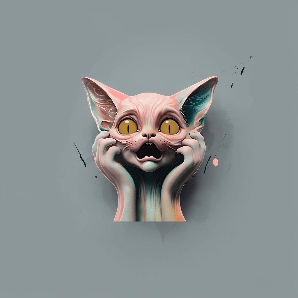 The Scream, or : Munch’s Cat sees a rat while posing for Picasso