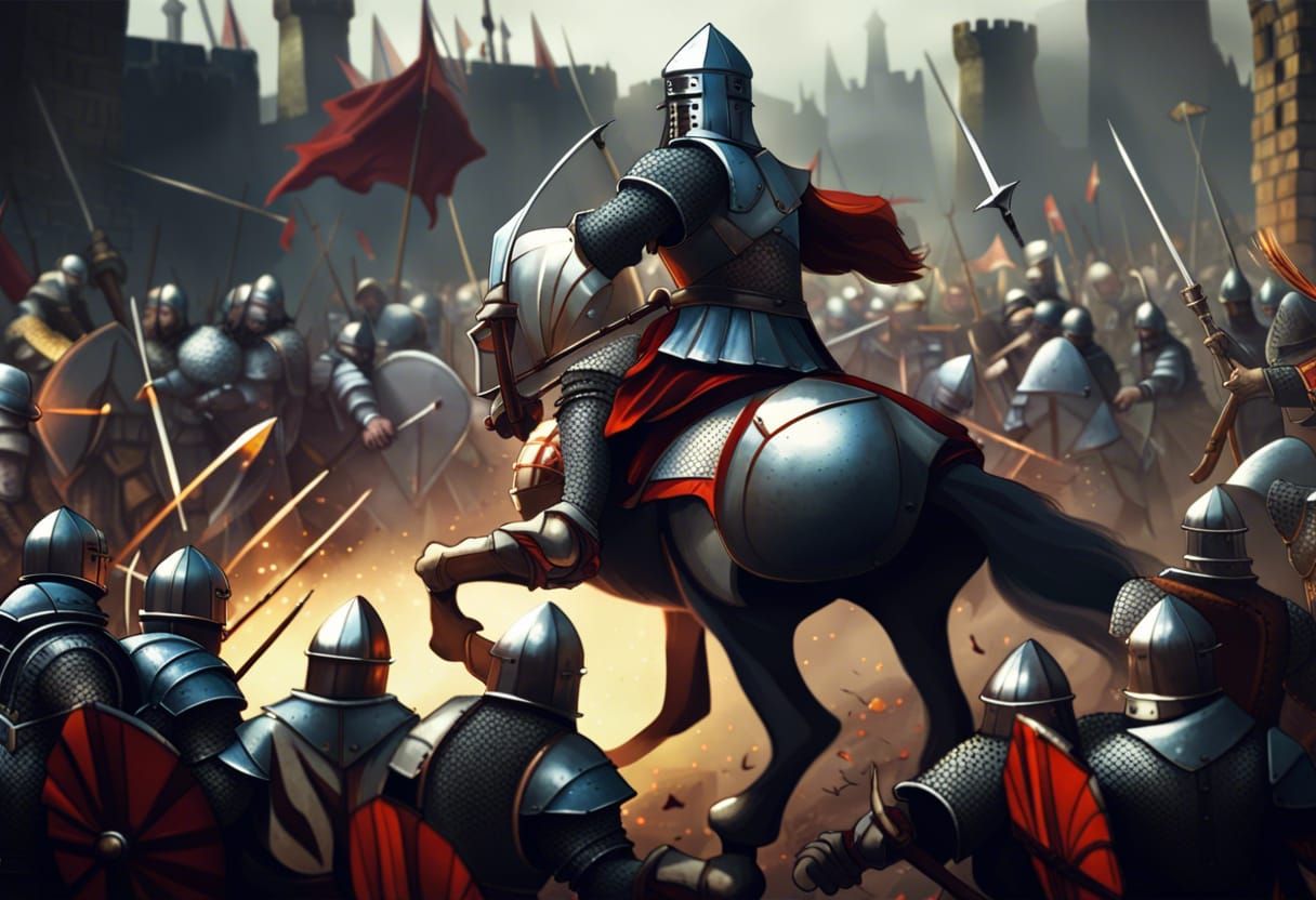 Dnd medieval battle war frontlines knights epic combat crowd massive ...