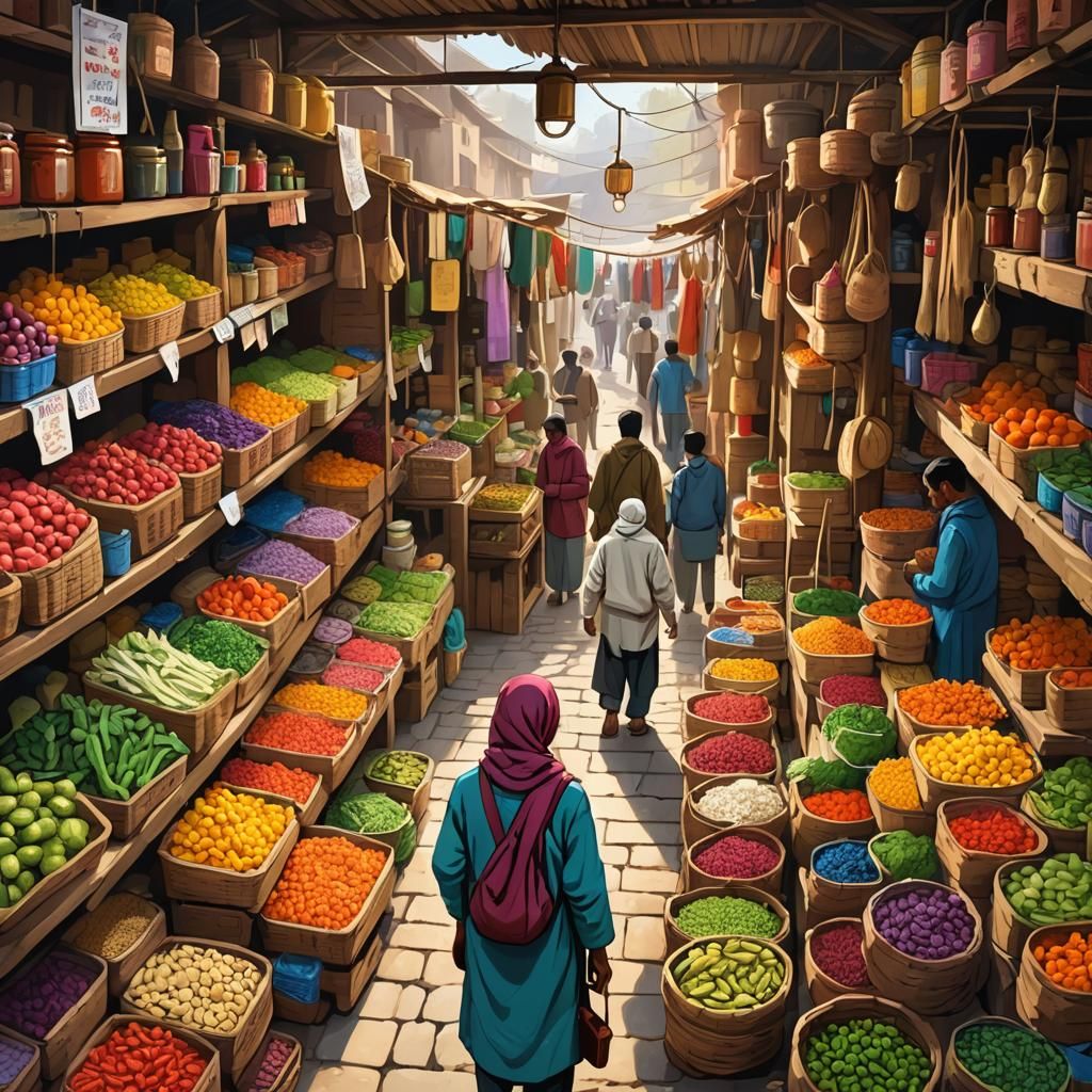 Shattala Market Scene with Pickled Vegetables