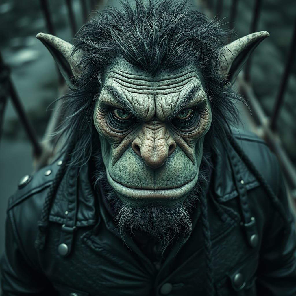 Dystopian Troll Portrait in Noir Style