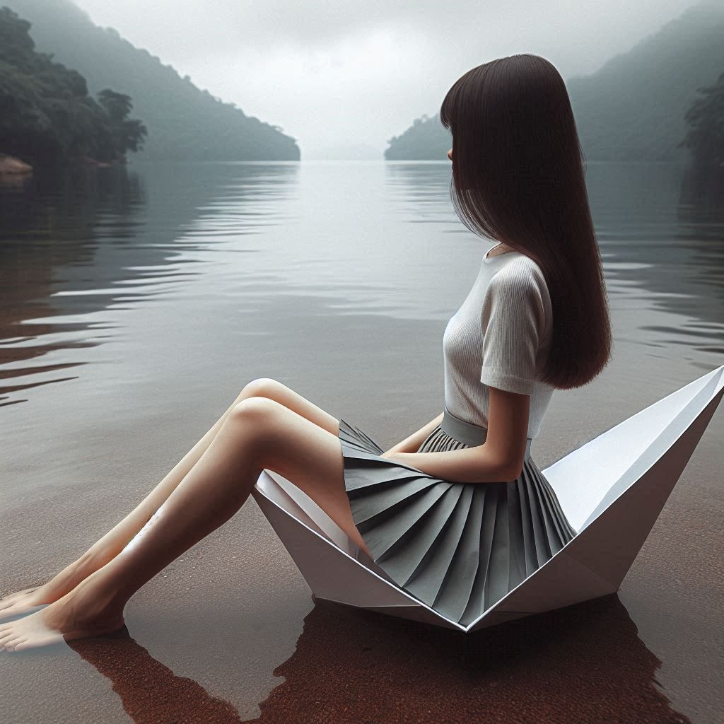 In a folded paper boat